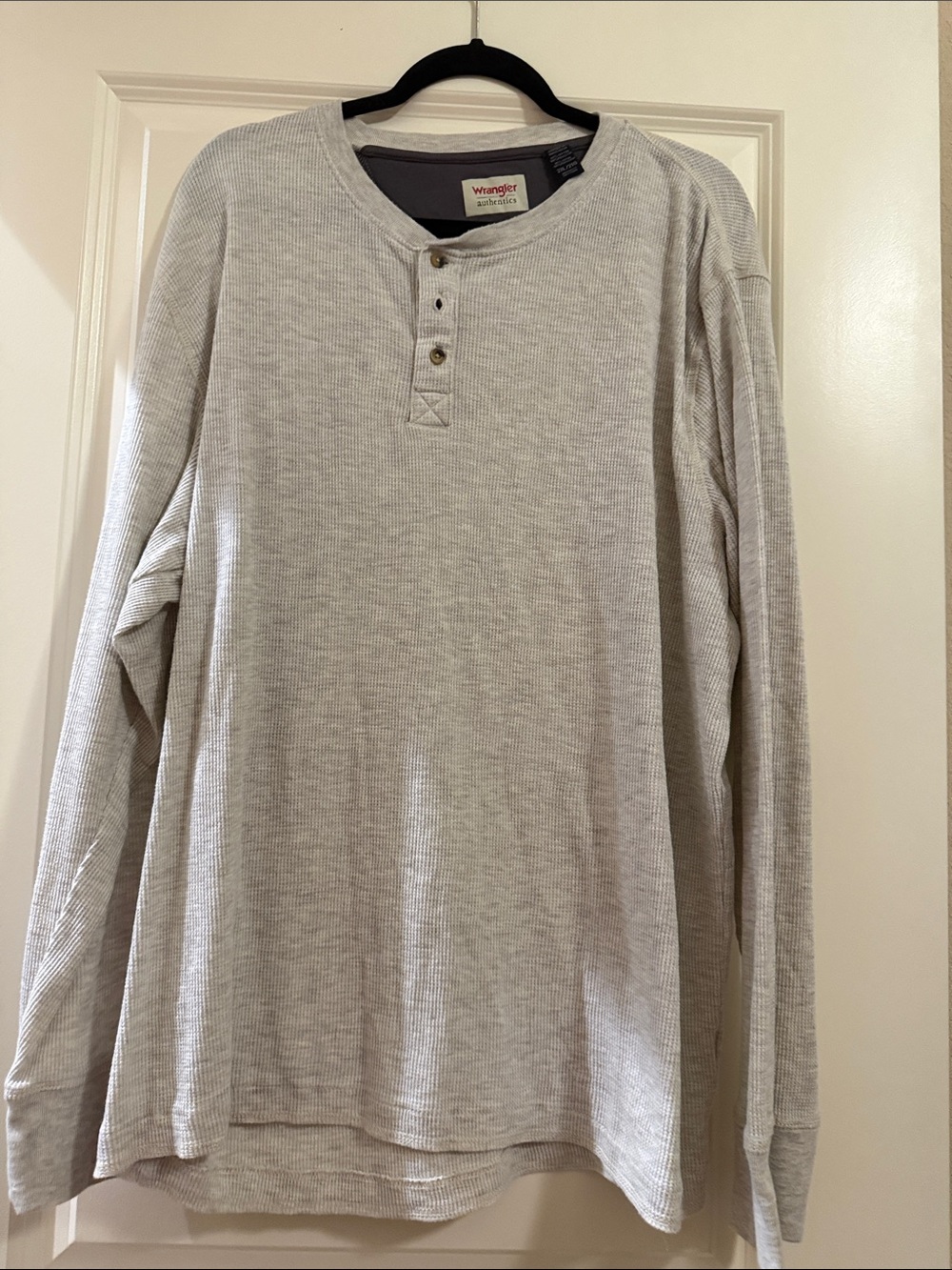Wrangler Oatmeal Waffle Henley Long Sleeve Shirt